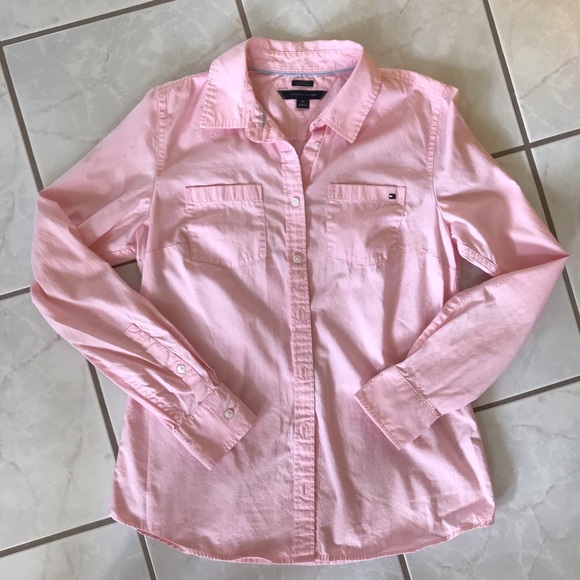 Tommy Hilfiger Pink Cotton Button Up Top Size Small - Picture 3 of 13